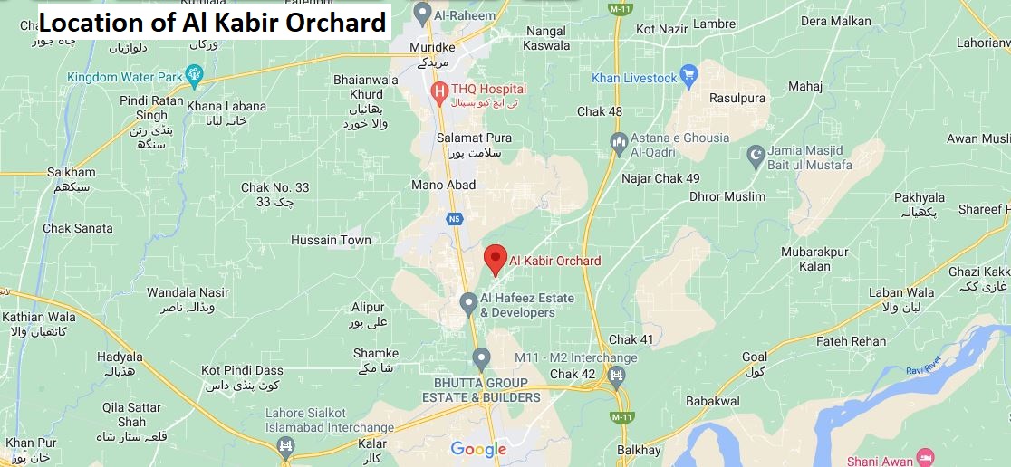 Location of AL Kabir Orchard Housing Society